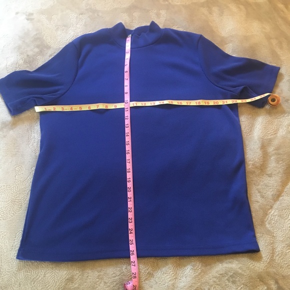 PS Casual blue ribbed short sleeve top Size 1X - Picture 7 of 8